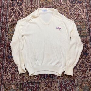 VTG 1990 Pickering Active Sportswear Mens XL V Neck Sweater Golf Challenge Cream